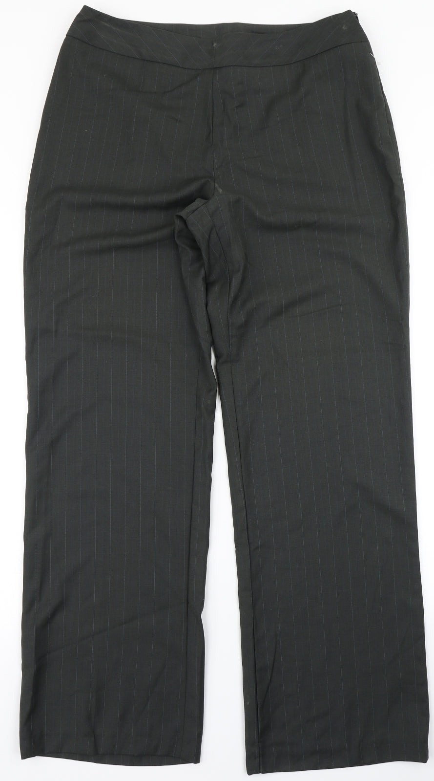 Klass Womens Green Striped  Dress Pants Trousers Size 14 L29 in