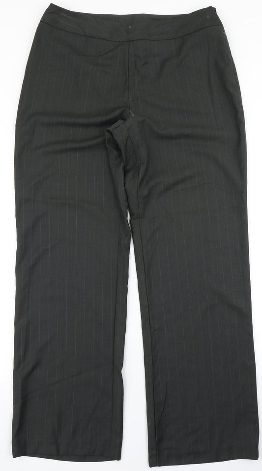 Klass Womens Green Striped  Dress Pants Trousers Size 14 L29 in