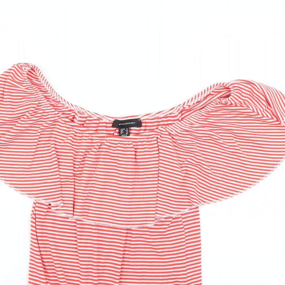 Atmosphere Womens Red Striped  Basic Blouse Size 16