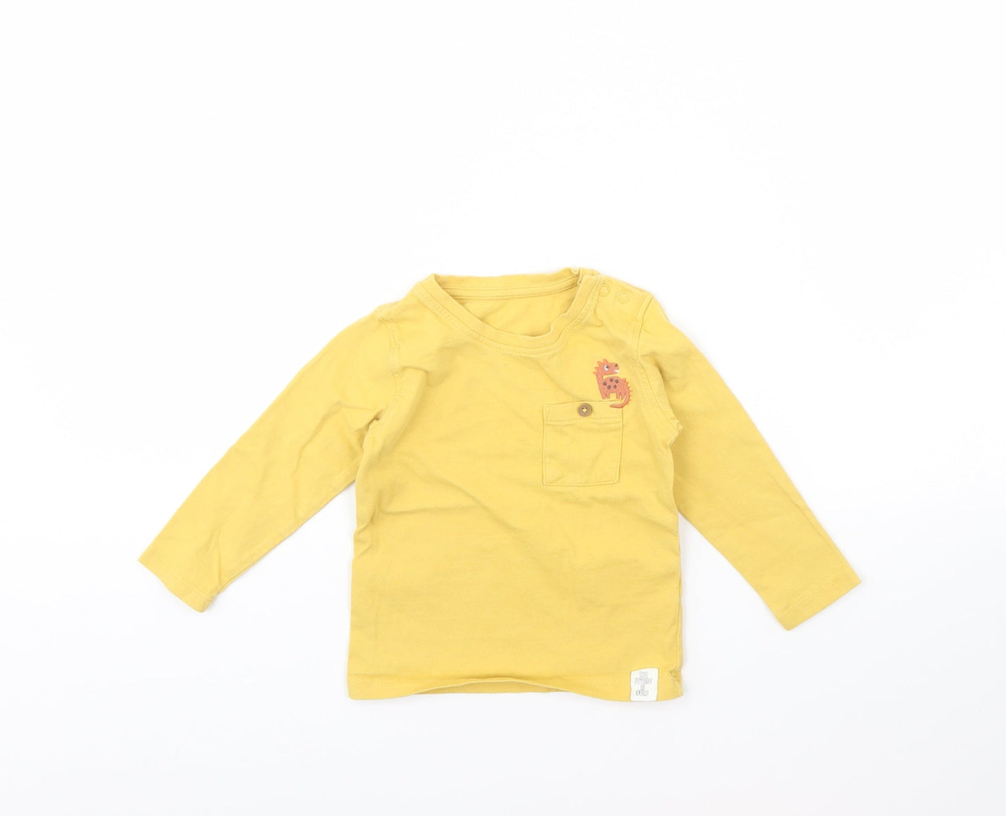 M&s Girls Yellow   Basic T-Shirt Size 12 Months