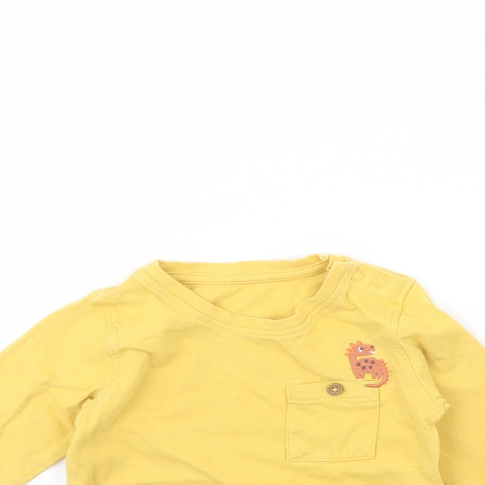 M&s Girls Yellow   Basic T-Shirt Size 12 Months