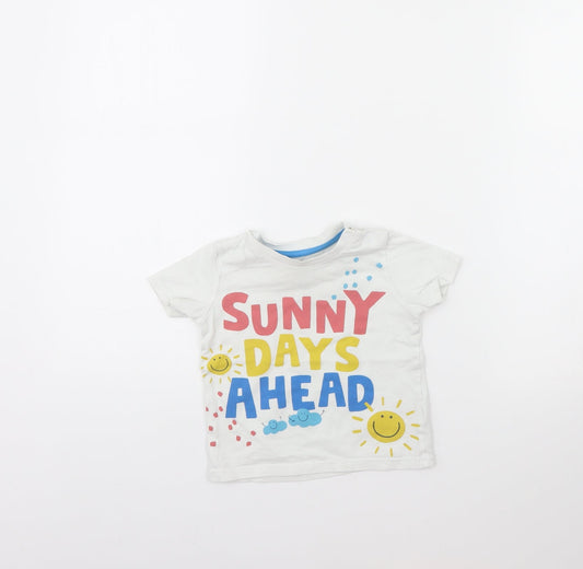 Fred & FLo Baby White   Basic T-Shirt Size 12 Months  - SUNNY