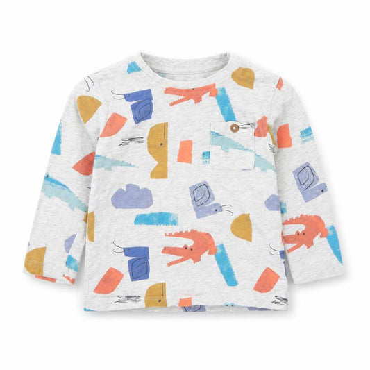 M&s Girls Grey Geometric  Basic T-Shirt Size 12 Months