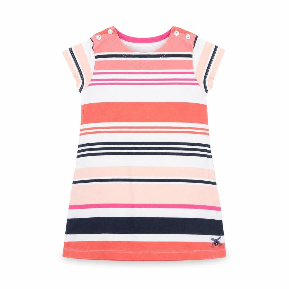 Max Girls White Striped  T-Shirt Dress  Size 5 Years