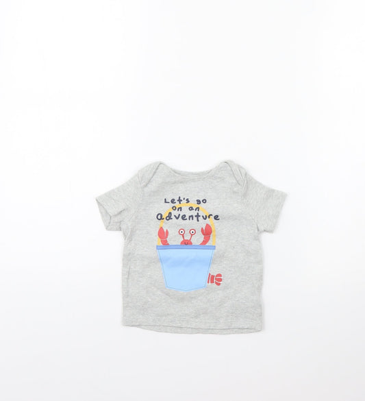 Fred & FLo Baby Grey   Basic T-Shirt Size 9-12 Months