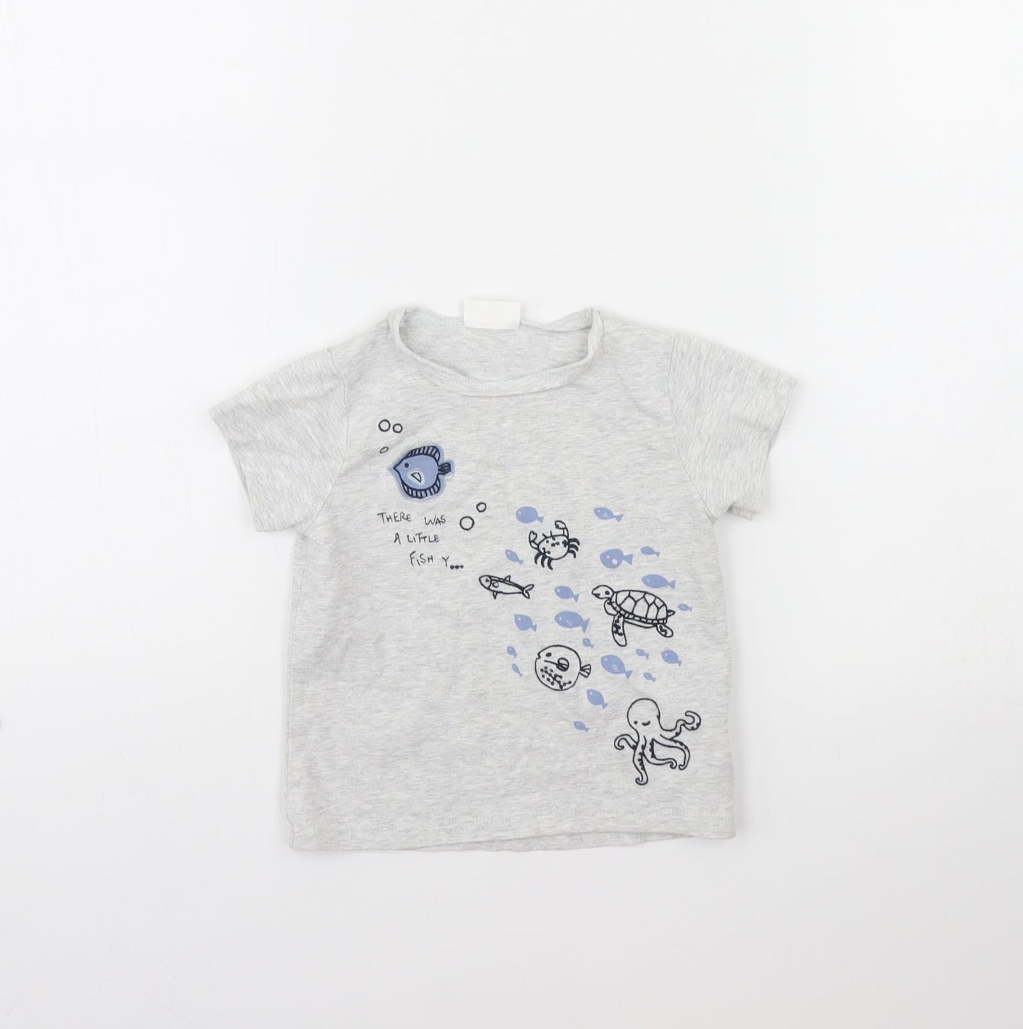 NEXT Baby Grey   Basic T-Shirt Size 12 Months  - Fish