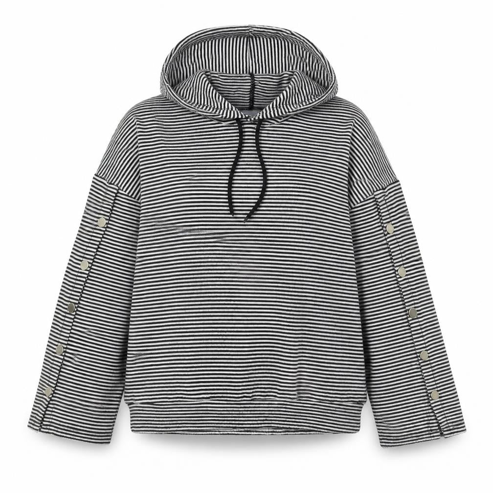 COIN 1804 Womens Multicoloured Striped  Pullover Hoodie Size S