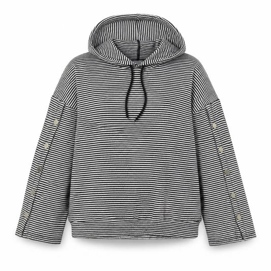 COIN 1804 Womens Multicoloured Striped  Pullover Hoodie Size S