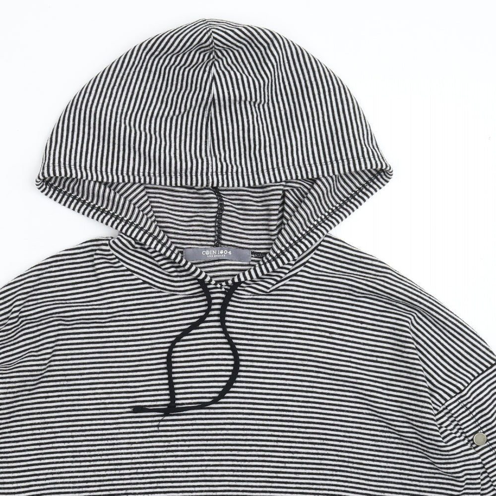 COIN 1804 Womens Multicoloured Striped  Pullover Hoodie Size S