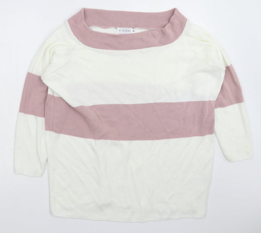 In the Style Womens White  Knit Pullover Jumper Size 8  - Oversized