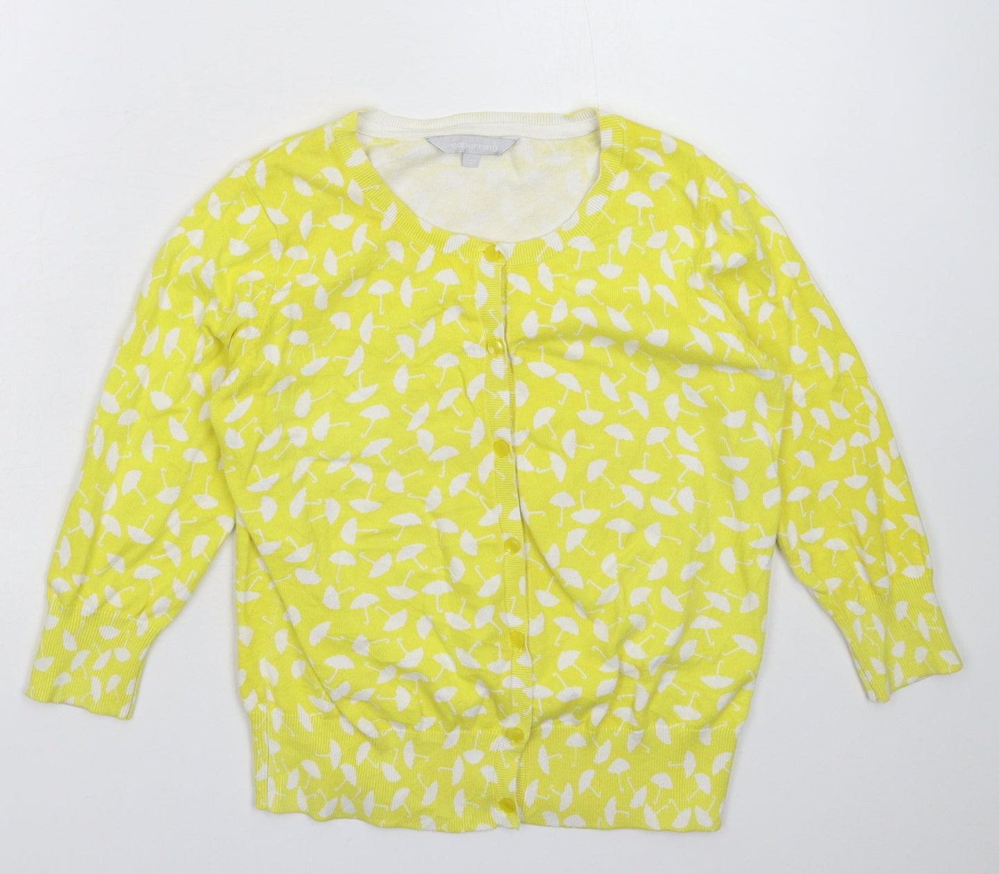 Red Herring Womens Yellow  Knit Cardigan Jumper Size 10