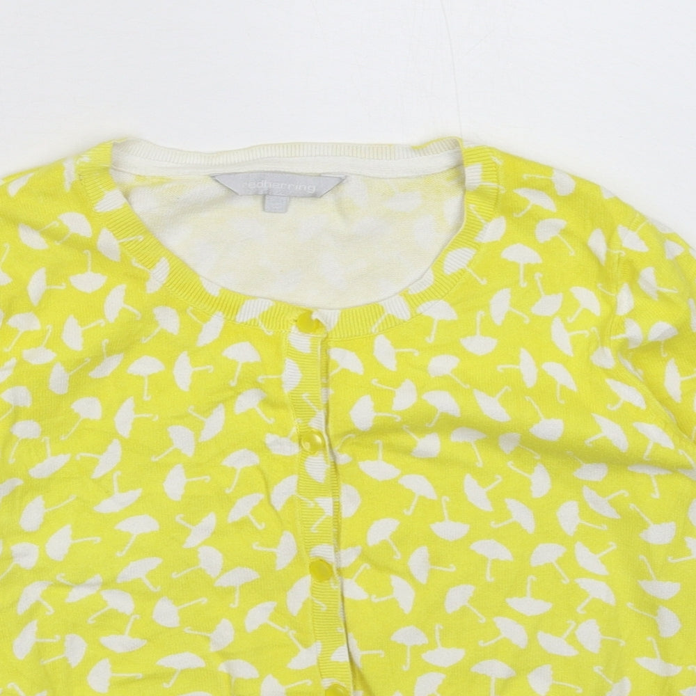 Red Herring Womens Yellow  Knit Cardigan Jumper Size 10