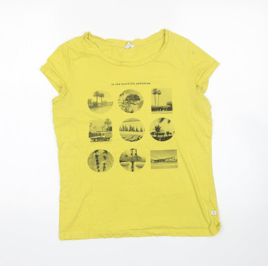 Q/S Womens Yellow   Basic T-Shirt Size M