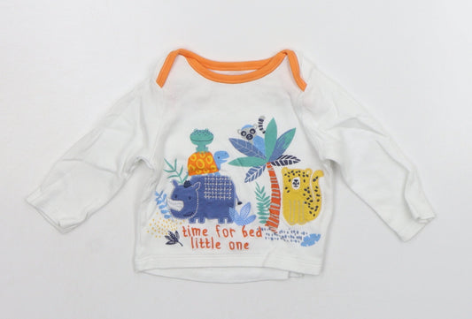 Nutmeg Baby White   Basic T-Shirt Size 6-9 Months  - ANIMALS