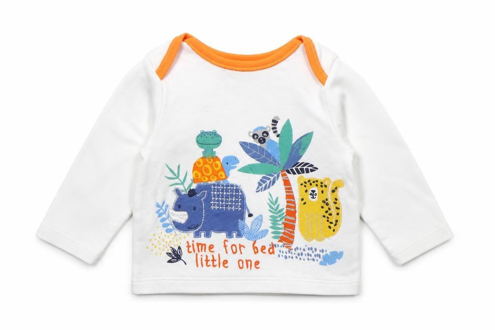 Nutmeg Baby White   Basic T-Shirt Size 6-9 Months  - ANIMALS