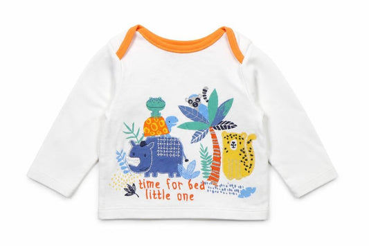 Nutmeg Baby White   Basic T-Shirt Size 6-9 Months  - ANIMALS