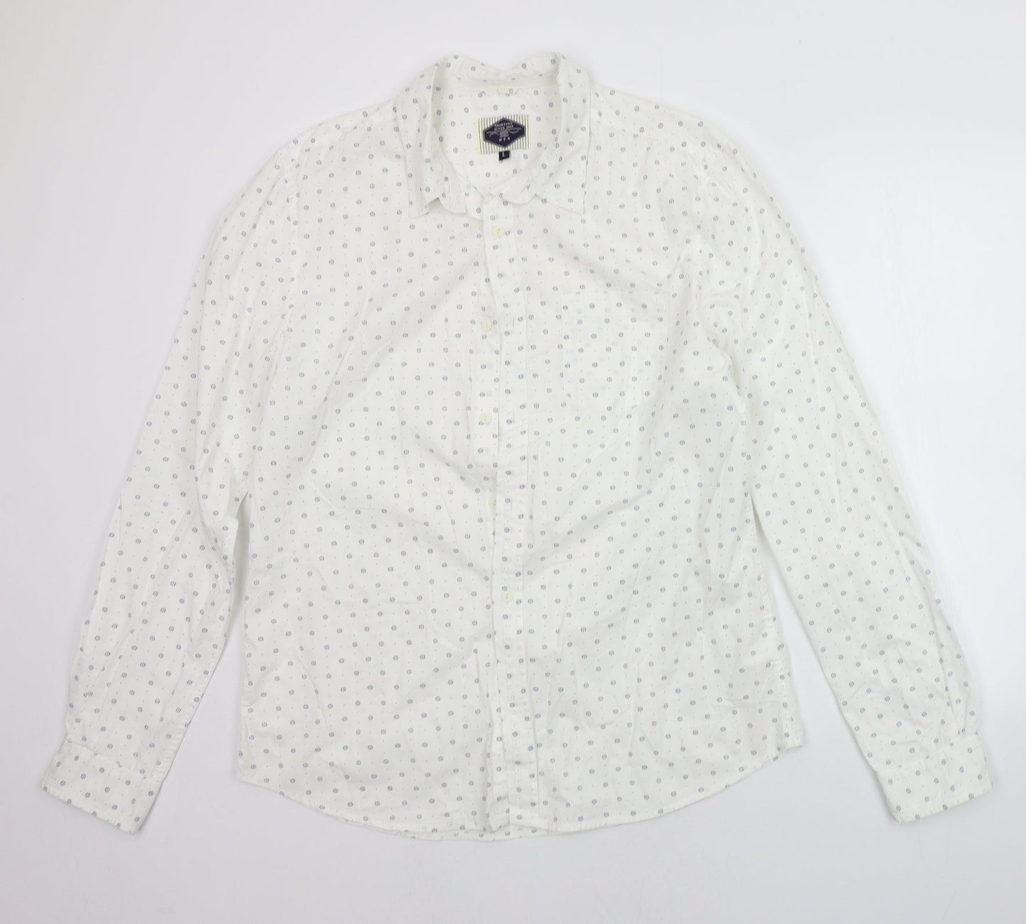 New Look Mens White Geometric   Button-Up Size L