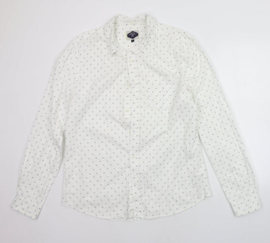 New Look Mens White Geometric   Button-Up Size L
