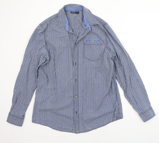 Livergy Mens Blue Check   Button-Up Size L