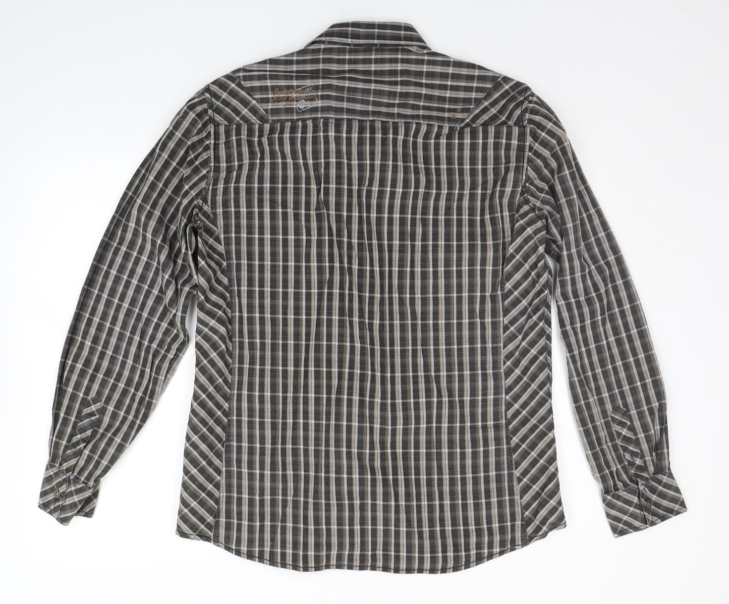 NEXT Mens Green Striped   Button-Up Size L