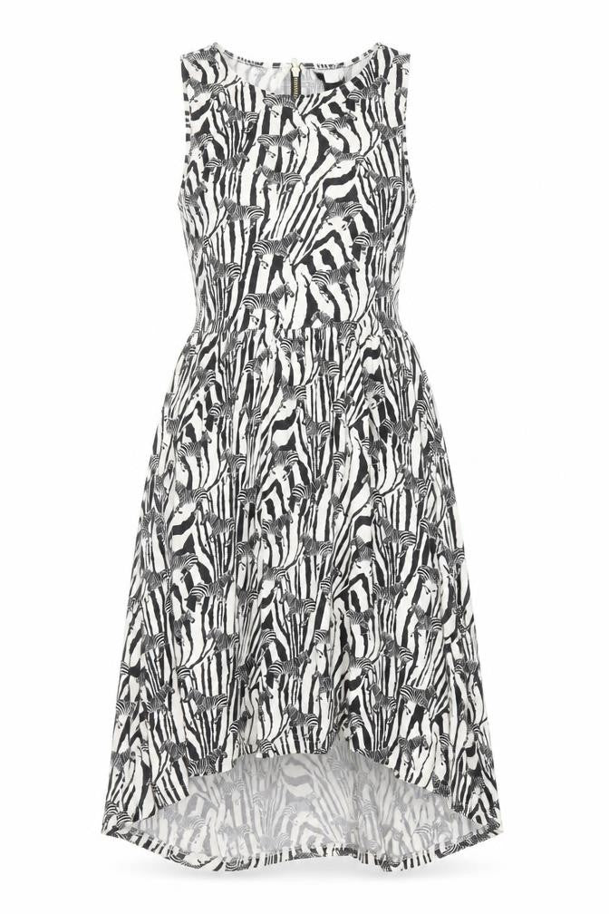 H&M Womens Black Animal Print  Fit & Flare  Size XS  - zebra print