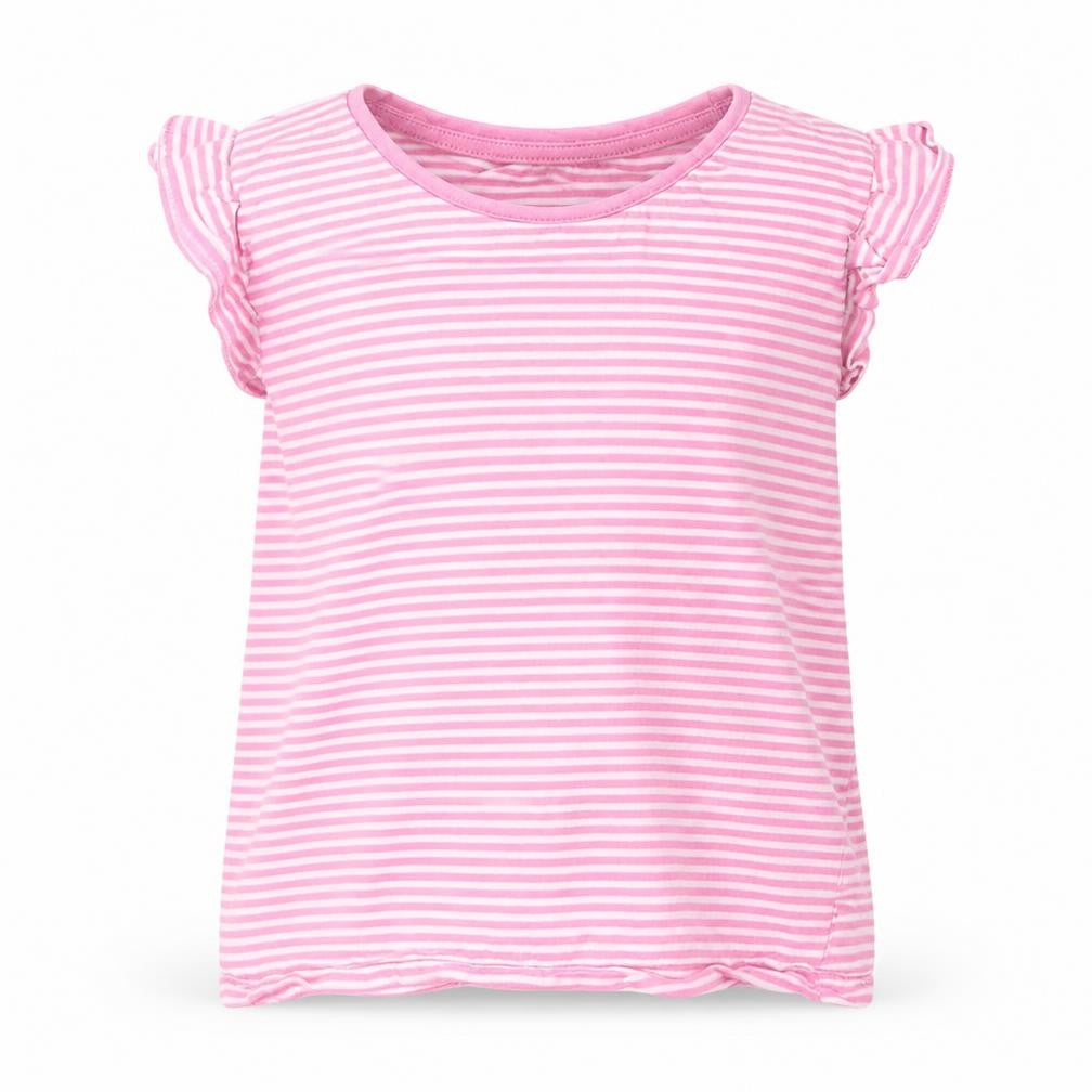Matalan Girls Pink Striped  Basic T-Shirt Size 5-6 Years