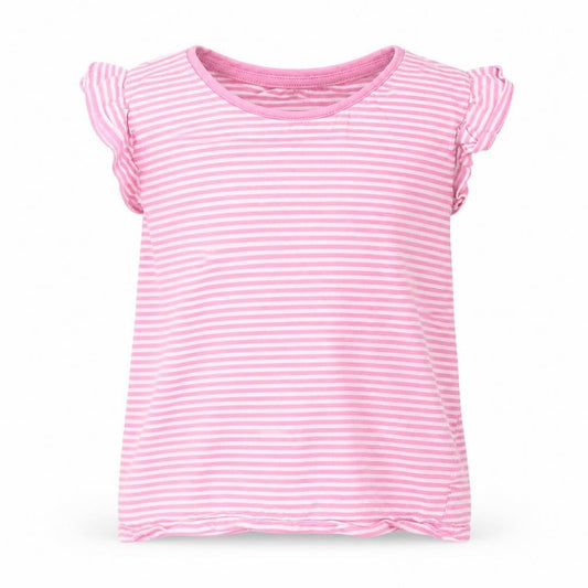 Matalan Girls Pink Striped  Basic T-Shirt Size 5-6 Years