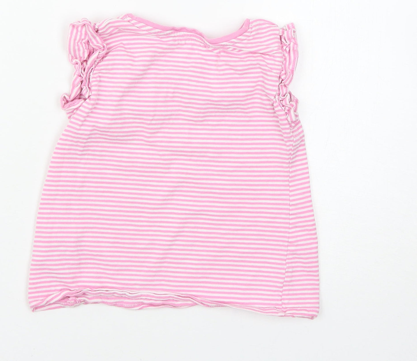 Matalan Girls Pink Striped  Basic T-Shirt Size 5-6 Years