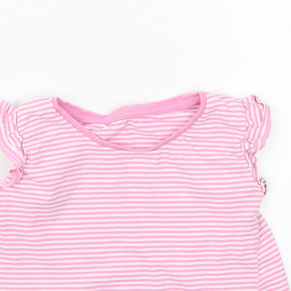 Matalan Girls Pink Striped  Basic T-Shirt Size 5-6 Years