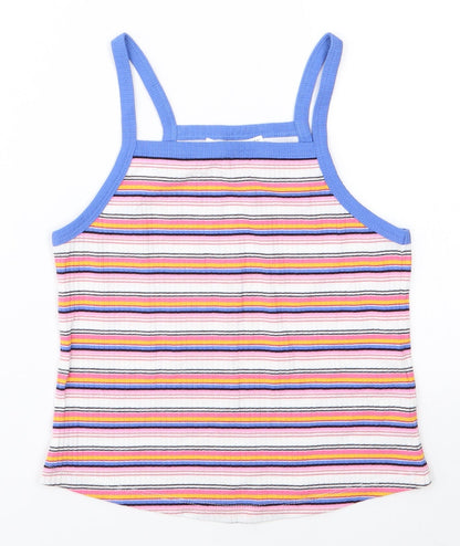 Marks & Spencer Girls White Striped  Basic Tank Size 9-10 Years