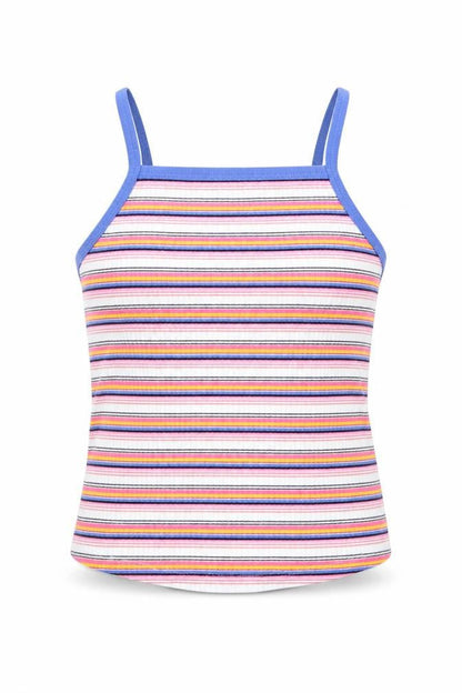 Marks & Spencer Girls White Striped  Basic Tank Size 9-10 Years