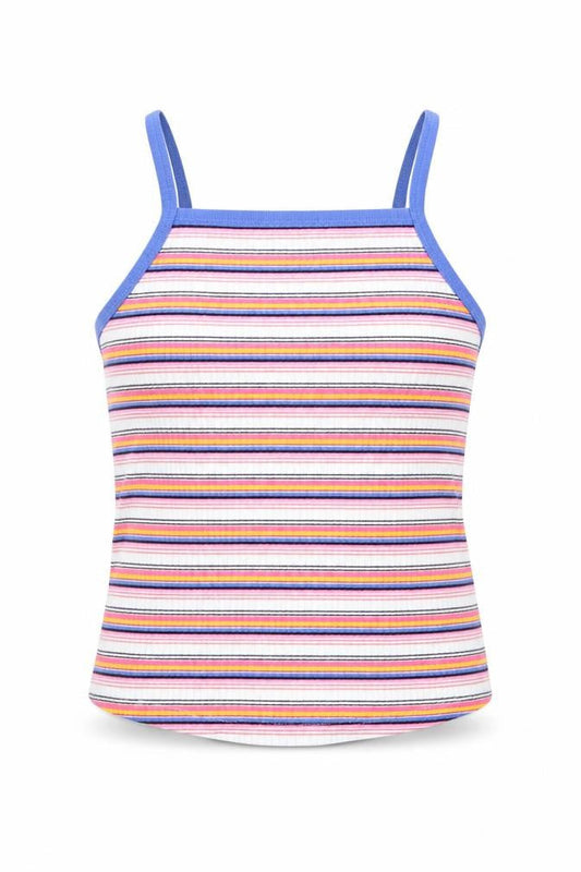 Marks & Spencer Girls White Striped  Basic Tank Size 9-10 Years