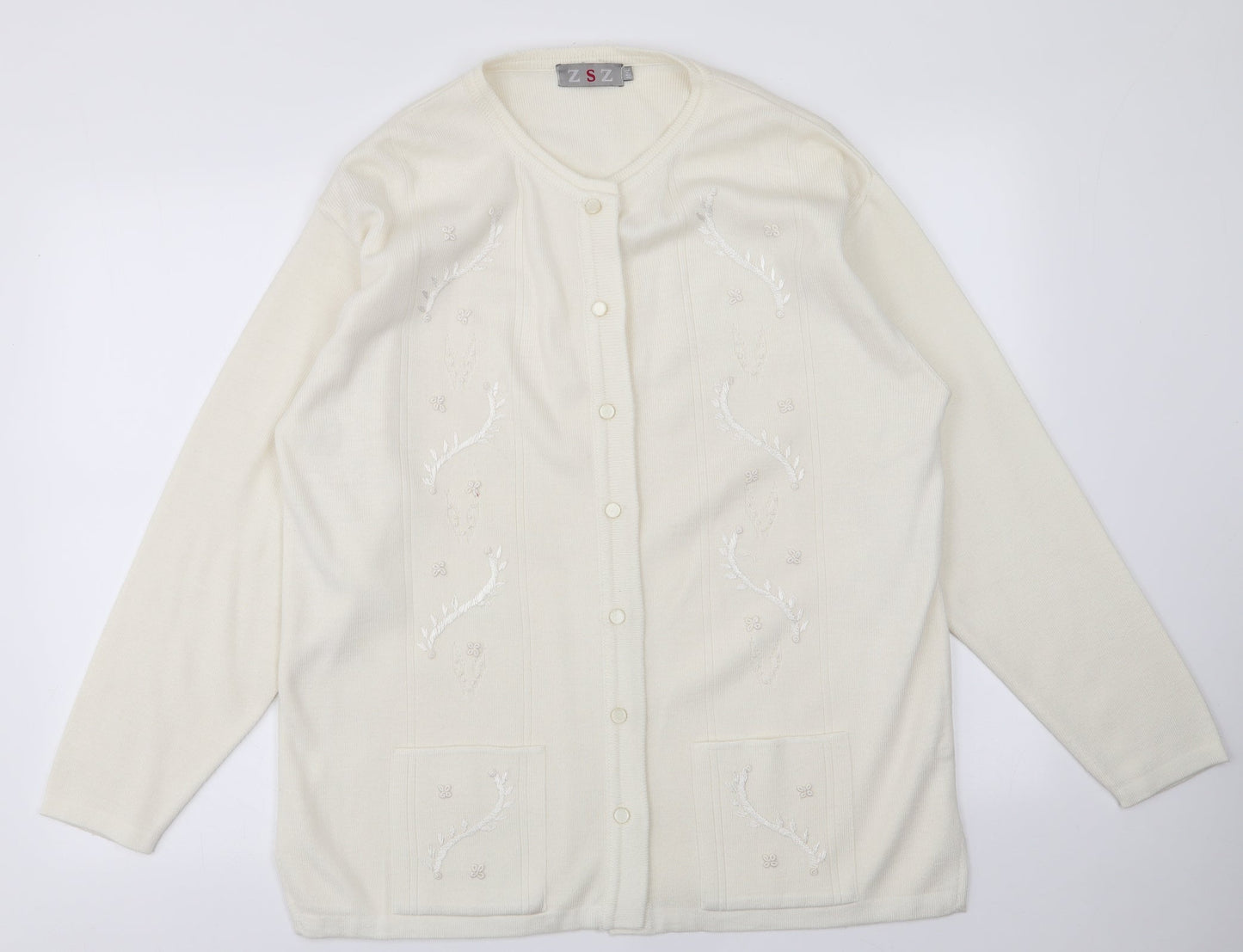 ZSZ Womens Ivory   Cardigan Jumper Size L