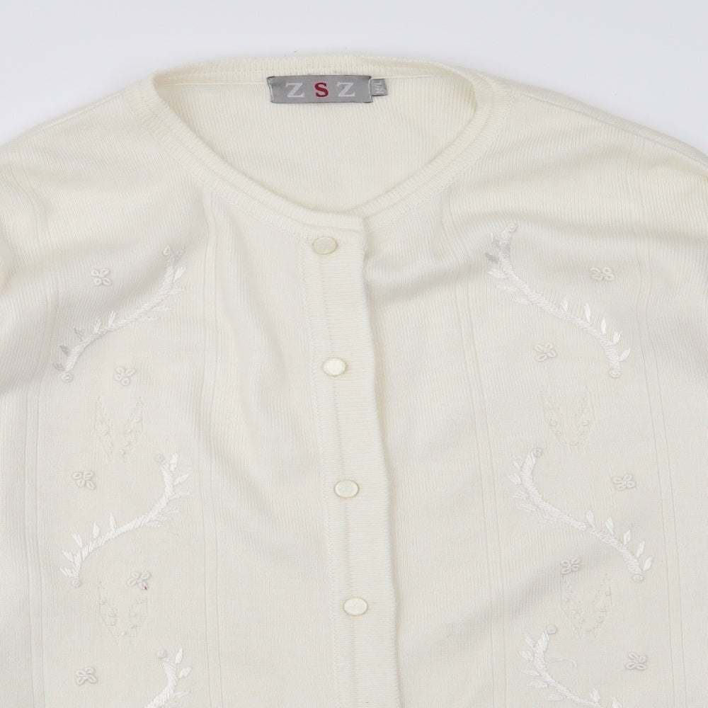 ZSZ Womens Ivory   Cardigan Jumper Size L