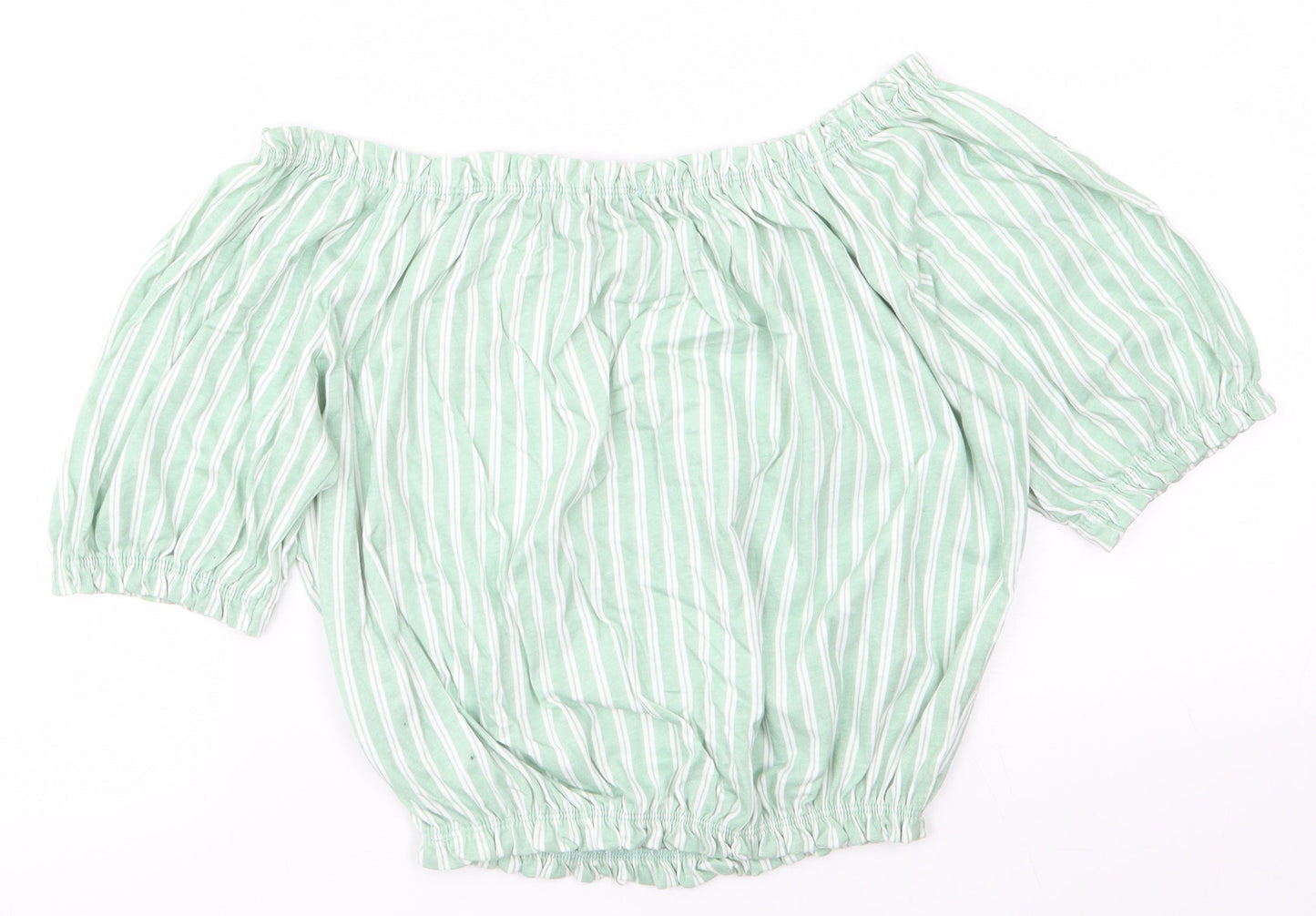 Primark Womens Green Striped  Basic T-Shirt Size 8