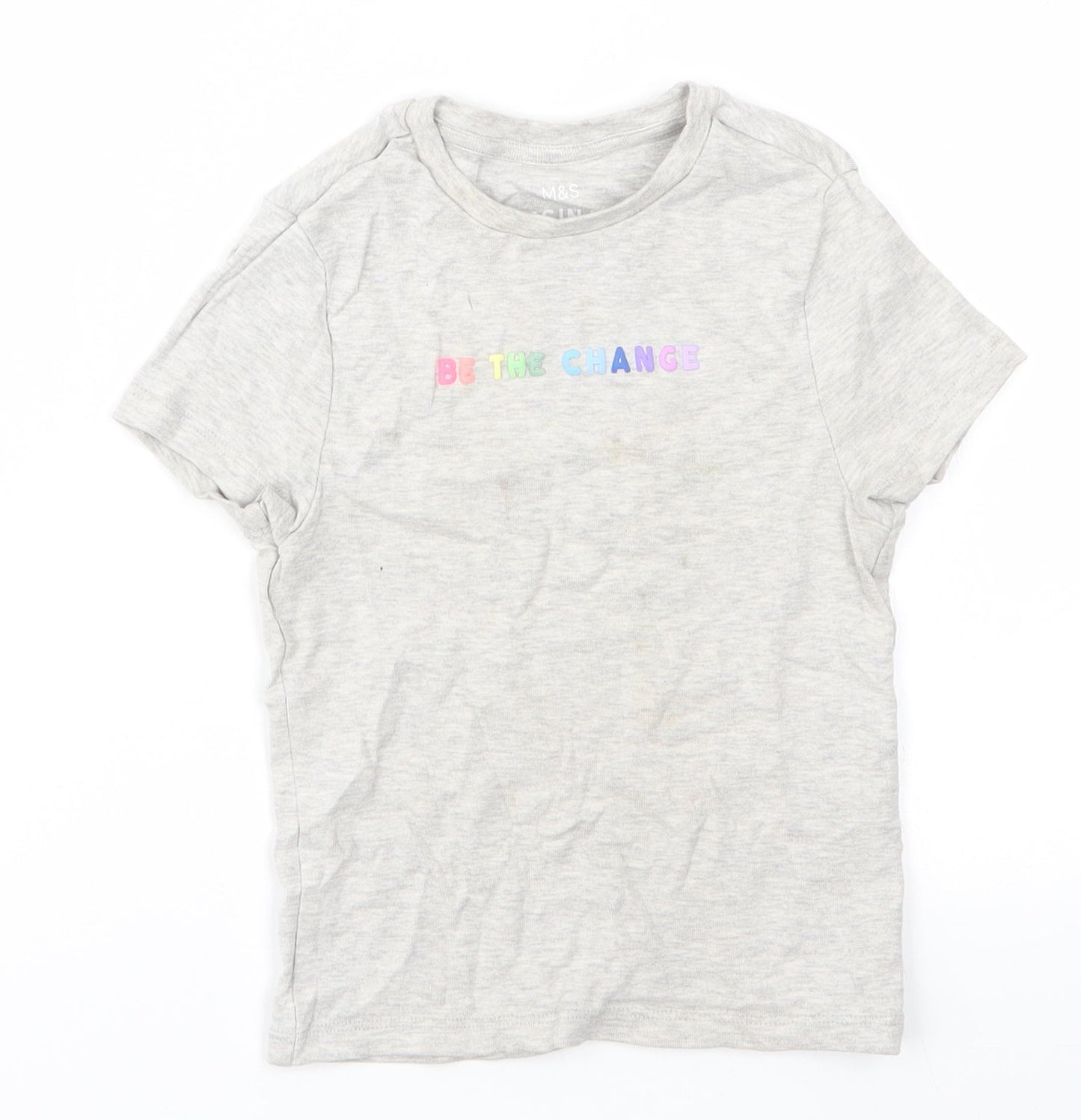 M&S Girls Grey   Basic T-Shirt Size 8-9 Years