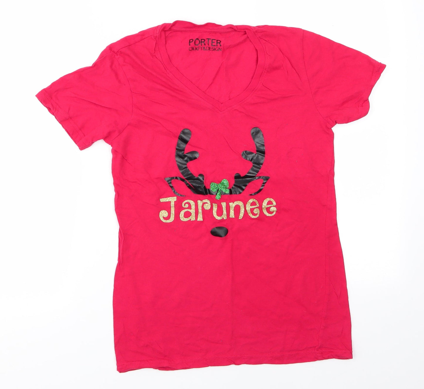Porter craft & Design Womens Red   Basic T-Shirt Size S  - Jarunee