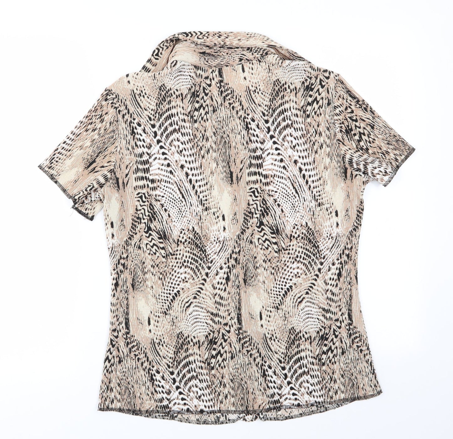 Damart Womens Brown Animal Print  Basic Button-Up Size 14