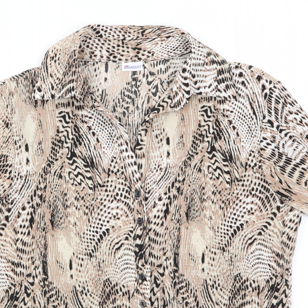 Damart Womens Brown Animal Print  Basic Button-Up Size 14