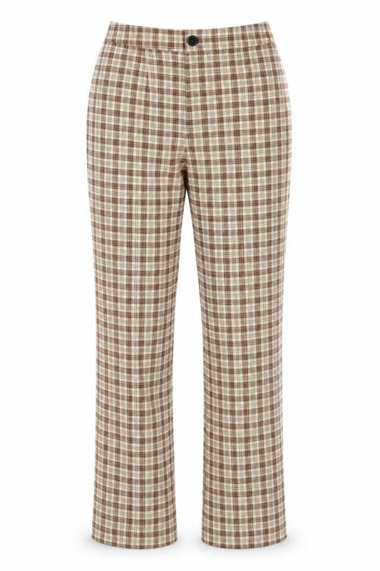 SheIn Womens Beige Check Rayon Trousers  Size XS L29 in