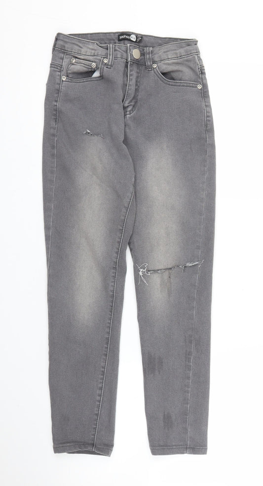 Preloved Boohoo Womens Grey  Denim Skinny Jeans Size 6 L24 in - Front