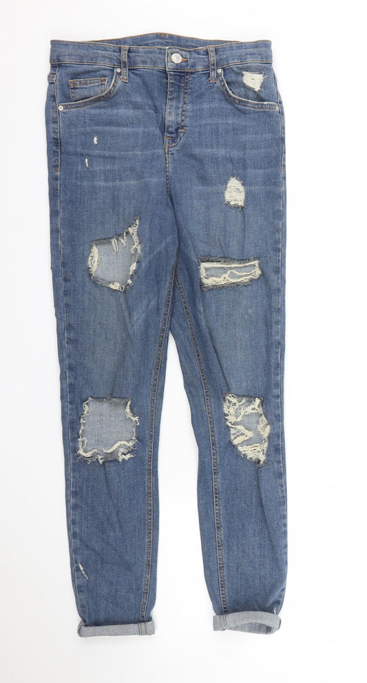 Topshop Womens Blue  Denim Tapered Jeans Size 28 in L28 in
