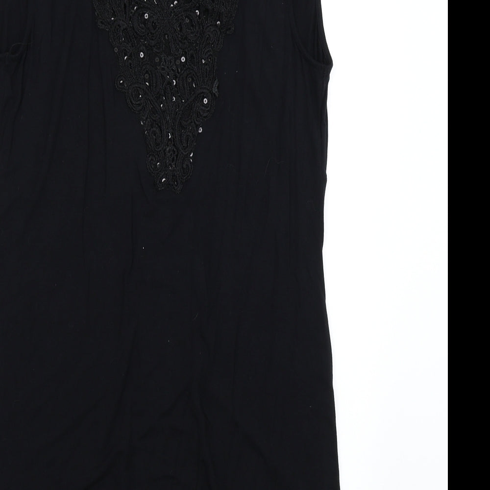 David Emanuel Womens Black   Basic T-Shirt Size 14