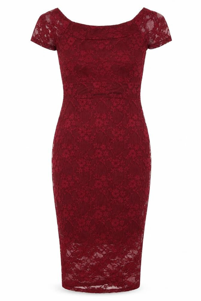 Boohoo Womens Red  Lace Bodycon  Size 8