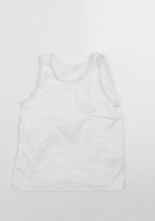 Nutmeg Girls White   Basic Tank Size 7-8 Years