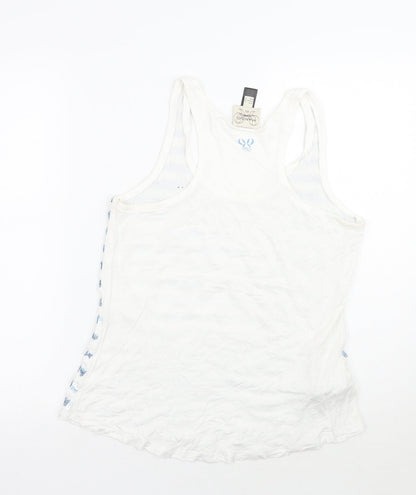Mango Womens White Striped  Basic Tank Size L