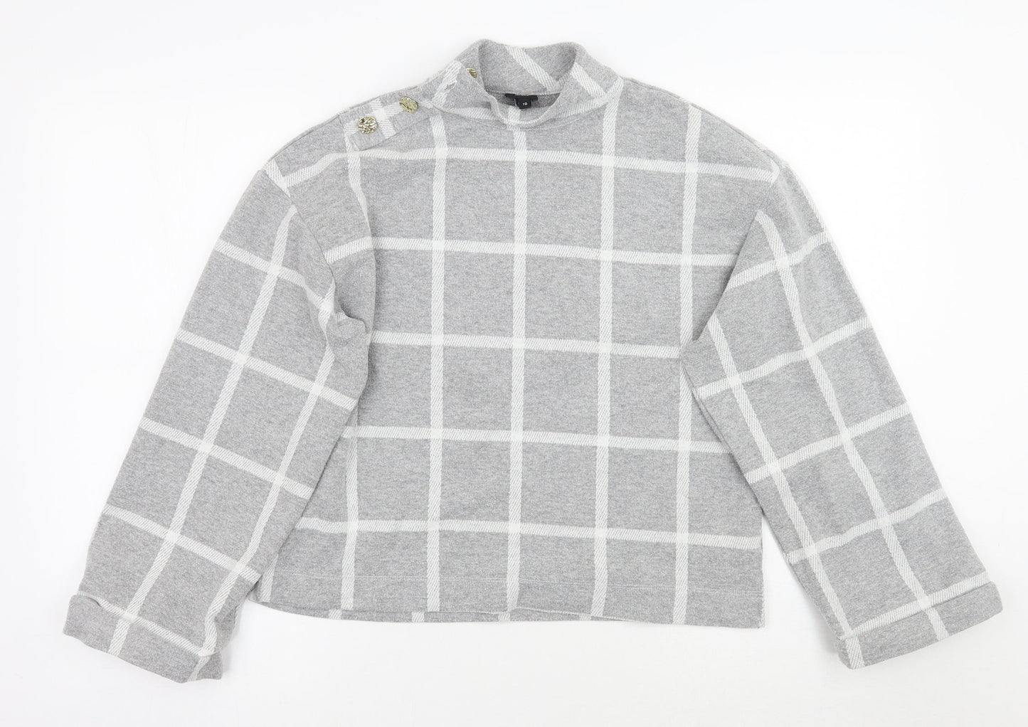 River Island Womens Grey Check  Pullover Jumper Size 10