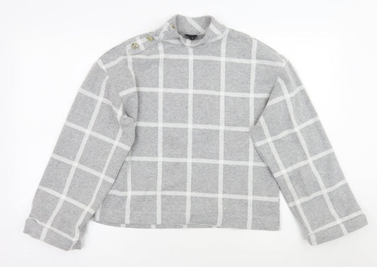 River Island Womens Grey Check  Pullover Jumper Size 10