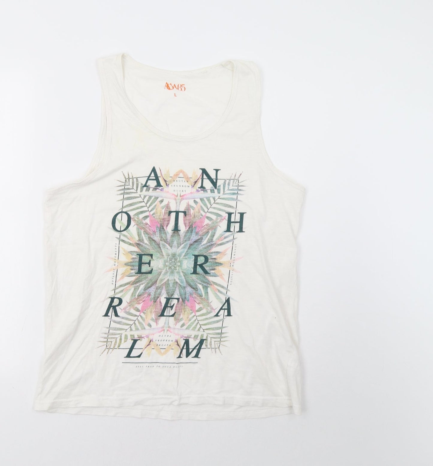 Matalan Womens White Floral  Basic Tank Size L