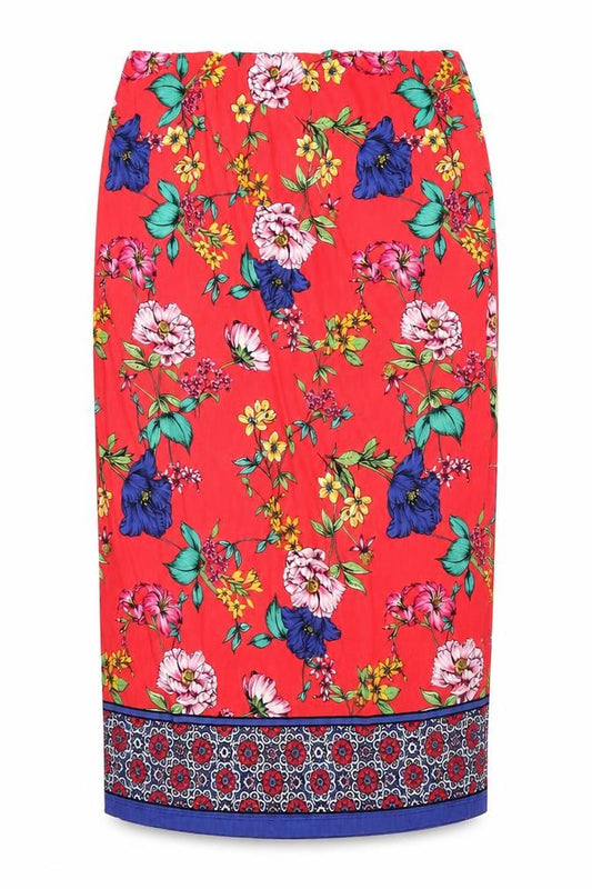 Dorothy Perkins Womens Red Floral  Straight & Pencil Skirt Size 8  - Calf Length